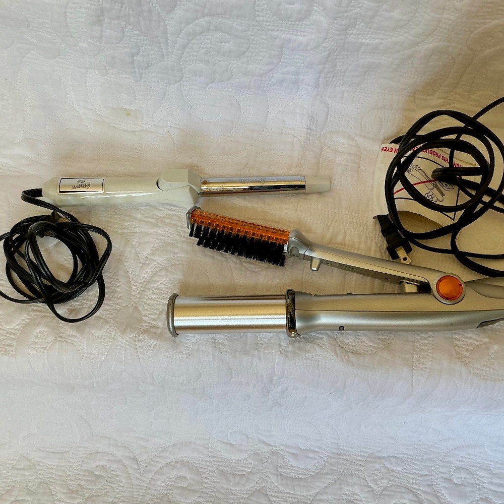 INSTYLER , rotating hot brush straightener 1.25 and curling  wand bundle